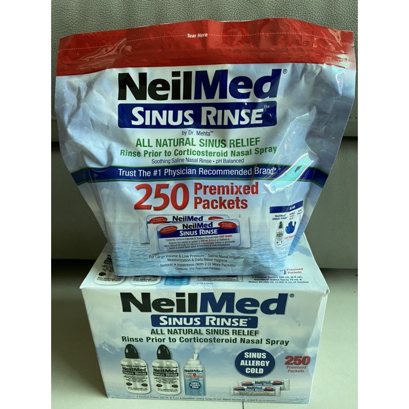 BỘ BÌNH RỬA MŨI MUỐI NEILMED SINUS RINSE (2 BÌNH RỬA+CHAI XỊT+250 GÓI MUỐI)