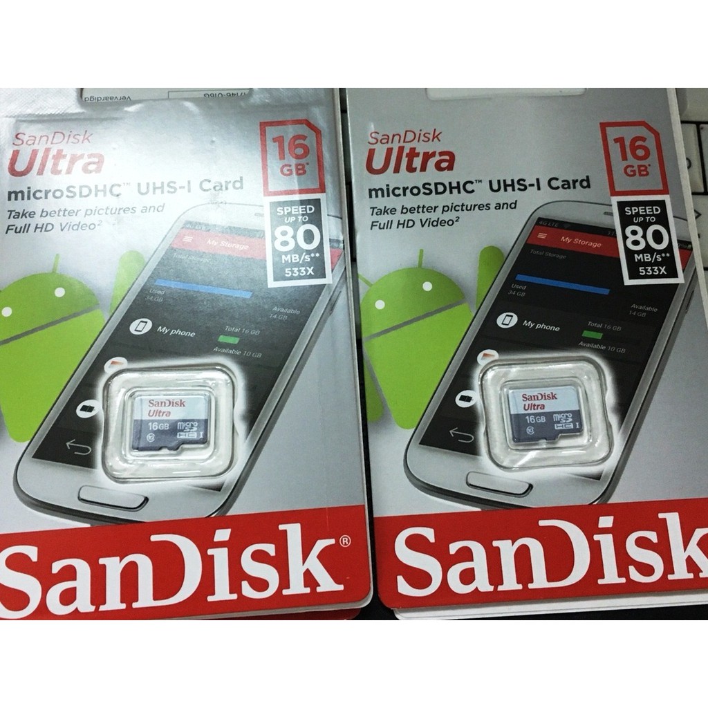 Thẻ nhớ Sandisk 16Gb class 10 - 80Mb bảo hành 5 năm