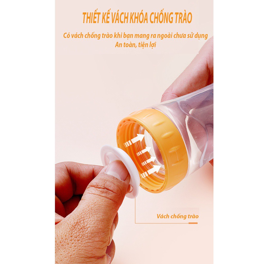 Bình thìa tập ăn dặm silicone cho bé 90ml có nắp đậy an toàn BPA Free
