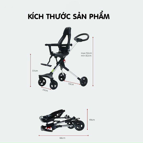 Xe đẩy đảo chiều gấp gọn TOMORROW an toàn,tiện dụng,chính hãng