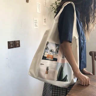 Túi tote in hình quai tròn