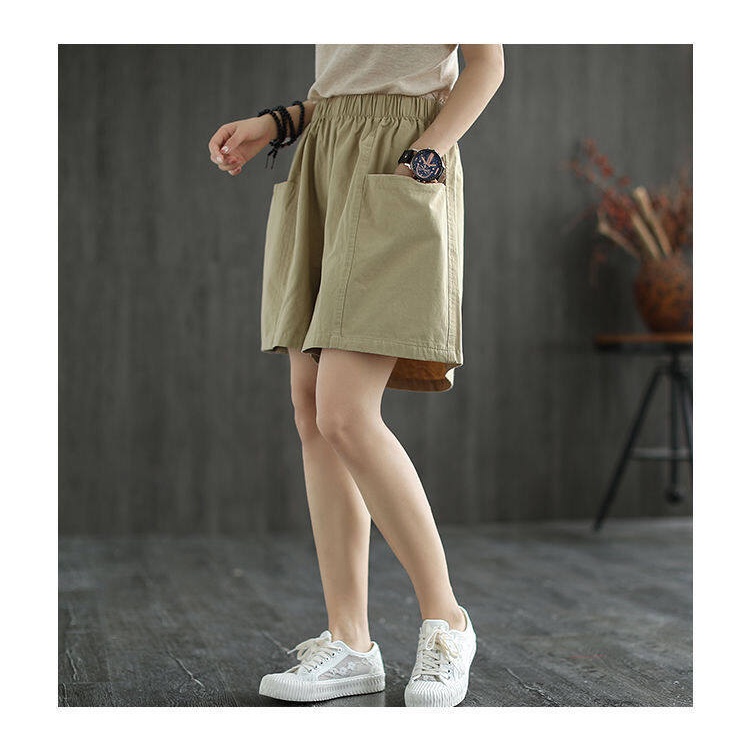 Quần Short cotton Ống Rộng Lưng Cao Thời Trang Mùa Hè Mới Cho Nữ