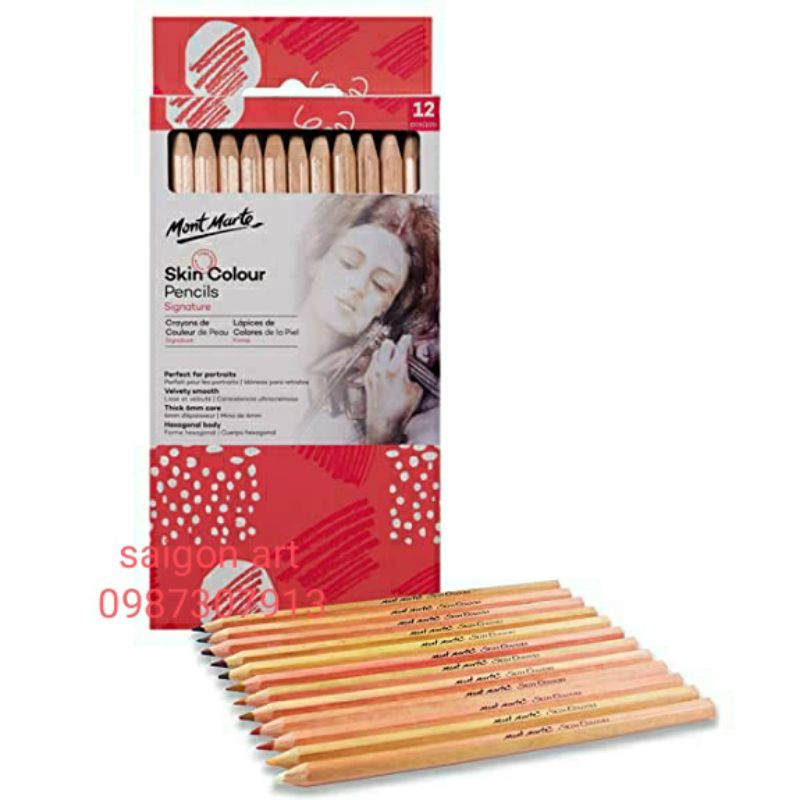 Chì Màu Vẽ Tranh Chuyên Nghiệp Bộ 12 Màu Mont Marte MPN0103