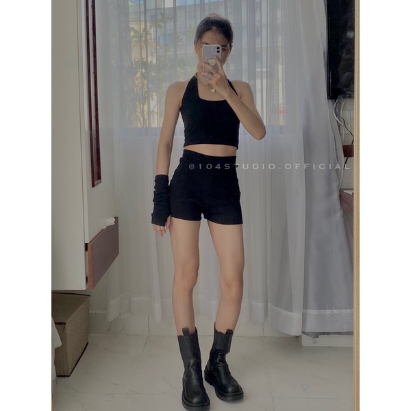 Quần short lưng cao ôm body hack dáng