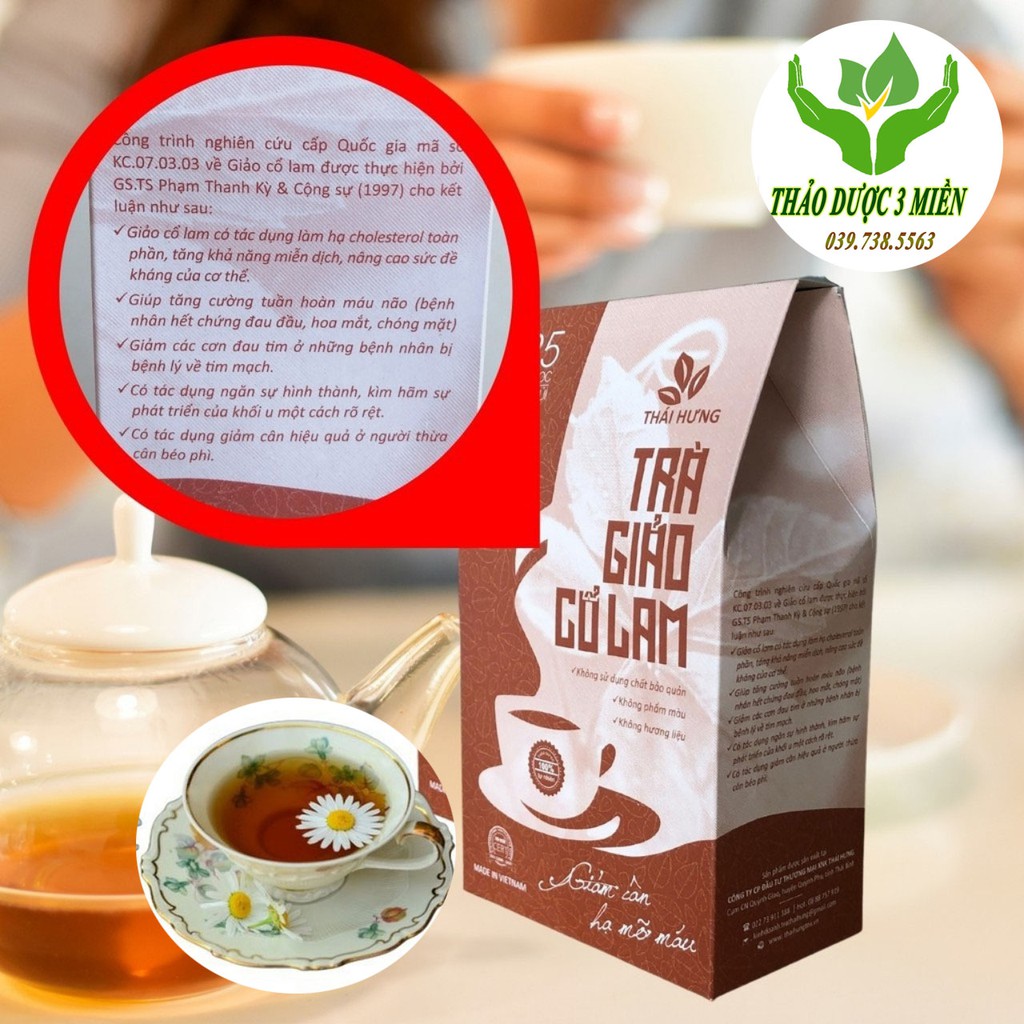 Trà thảo dược giảo cổ lam giảm cân hạ mỡ máu ngăn ngừa tai biến gói 25 túi lọc 5gr hàng chính hãng sale kịch sàn