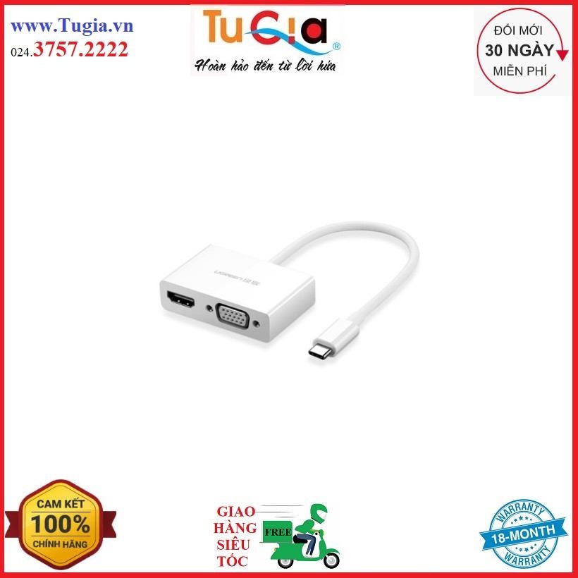 Cáp Chuyển Đổi Ugreen USB TypeC Sang VGA HDMI 30843 (15cm) Hàng Chính Hãng