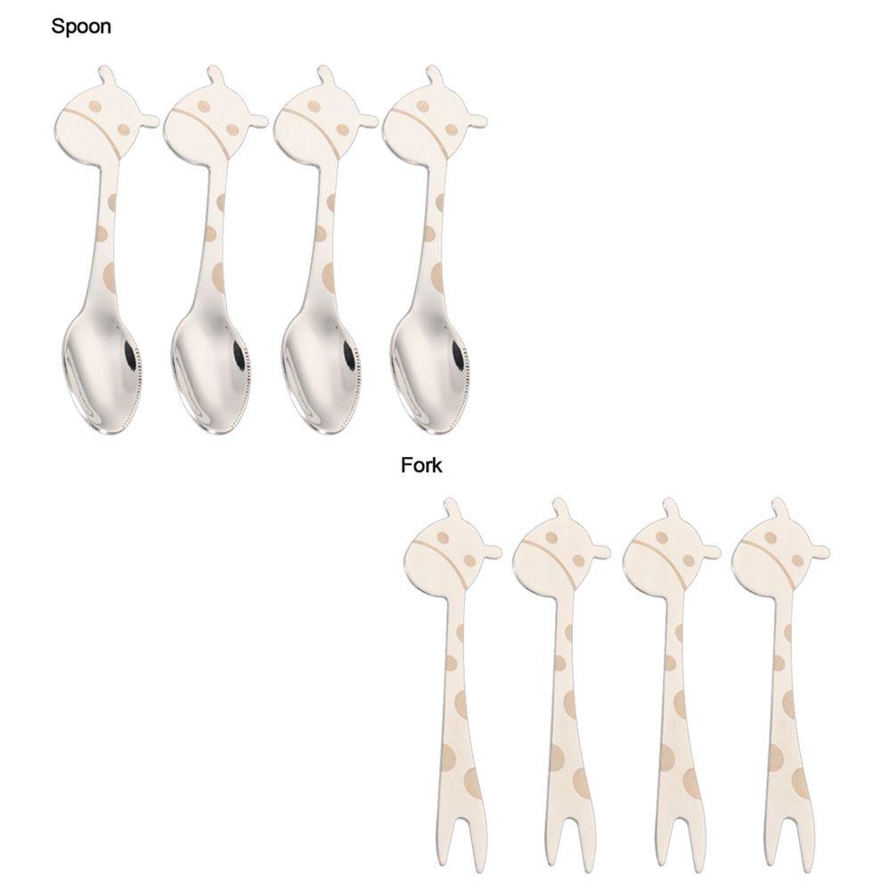 WTTLE Bộ 4 Muỗng Nĩa Ăn Tráng Miệng Bằng Thép Không Gỉ