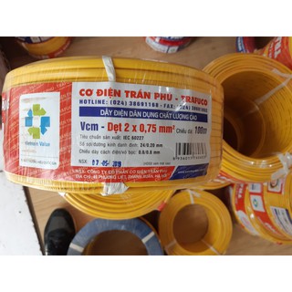 [100m] Dây điện Trần Phú 2x0.75mm - Hàng chính hãng lõi đôi
