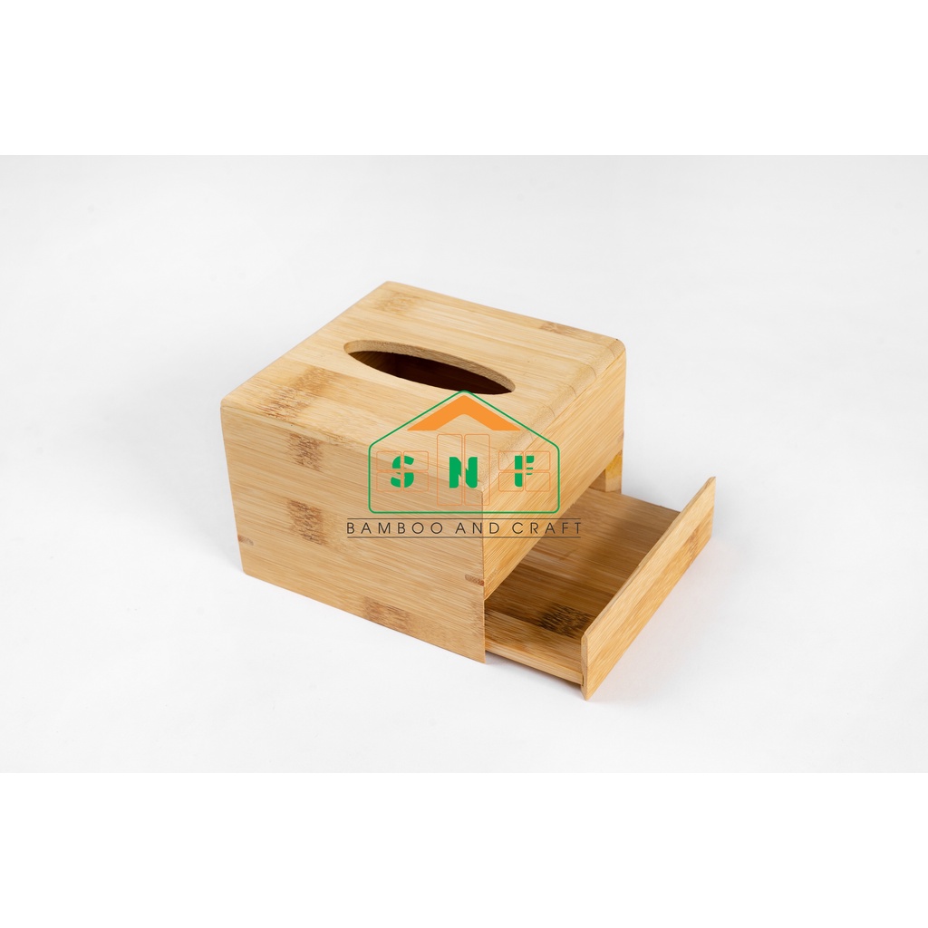 Hộp Đựng Khăn Giấy Vuông Bằng Gỗ Tre Tự Nhiên - SNF Bamboo and Craft