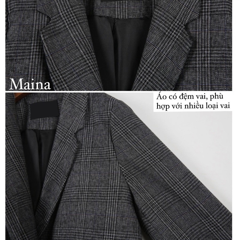 Áo Vest/ Blazer TAY GẬP ĐỘN VAI hai màu siêu sang