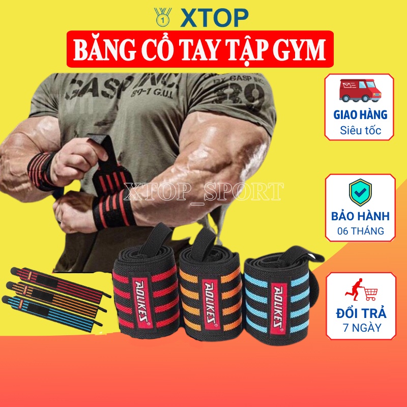 Quấn Cổ Tay Tập Gym, Băng cổ tay Aolikes bản 4 bản to sọc dài 1539
