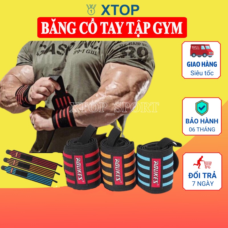 Băng Quấn Cổ Tay Tập Gym, Băng cổ tay Aolikes bản 4 bản to sọc dài A1539