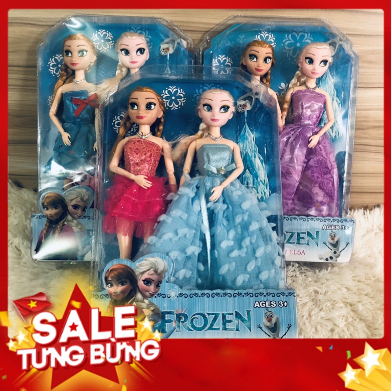 Bộ 2 Búp Bê Công Chúa Frozen Nữ Hoàng Băng Giá Elsa Và Anna Có Khớp Cho Bé Gái