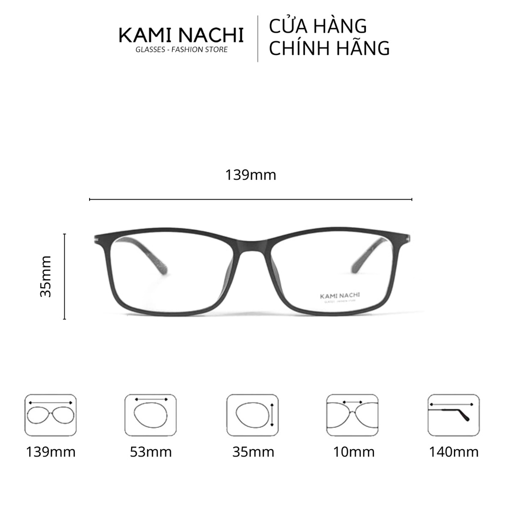 Gọng kính nhựa dáng vuông KAMI NACHI phong cách đơn giản PC1100