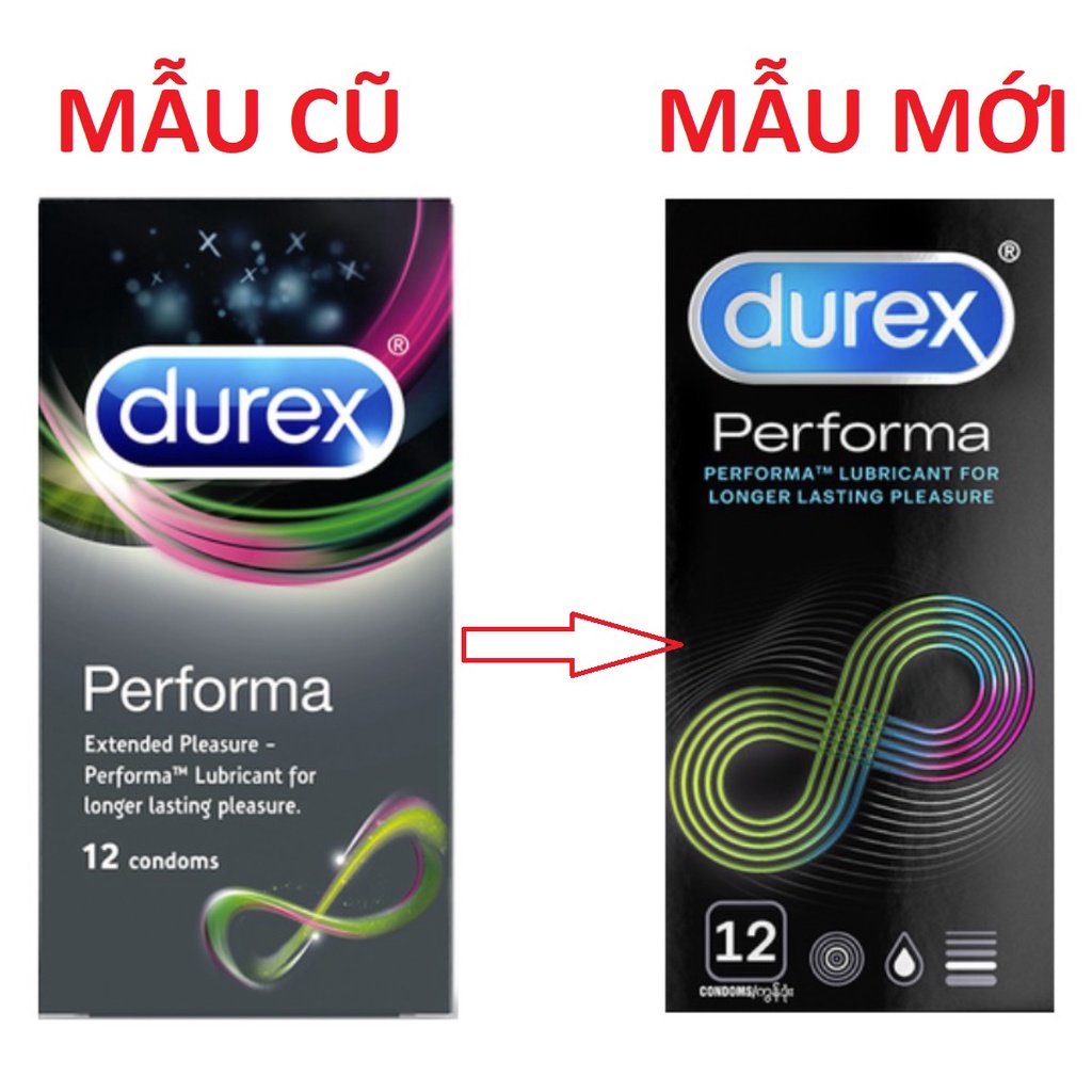 Bao cao su Durex Performa 12 bcs / hộp, bao cao su durex chống xuất tinh sớm.