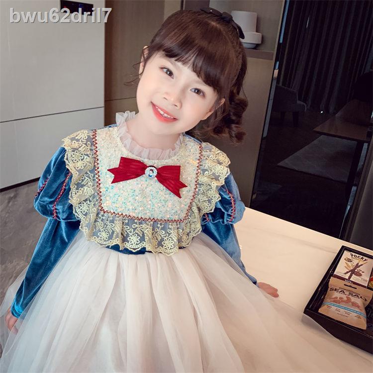 ☫▪۩Váy bé gái cho mùa thu và đông mới của nàng Bạch Tuyết Phong cách phương Tây trẻ em dài tay c