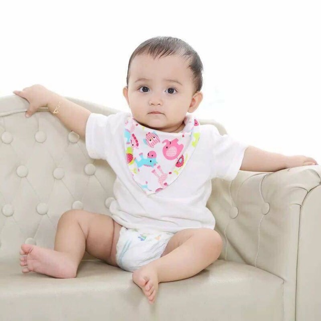 Khăn yếm tam giác cotton 2 lớp cho bé trai và bé gái giúp giữ ấm cổ, nhiều họa tiết đáng yêu