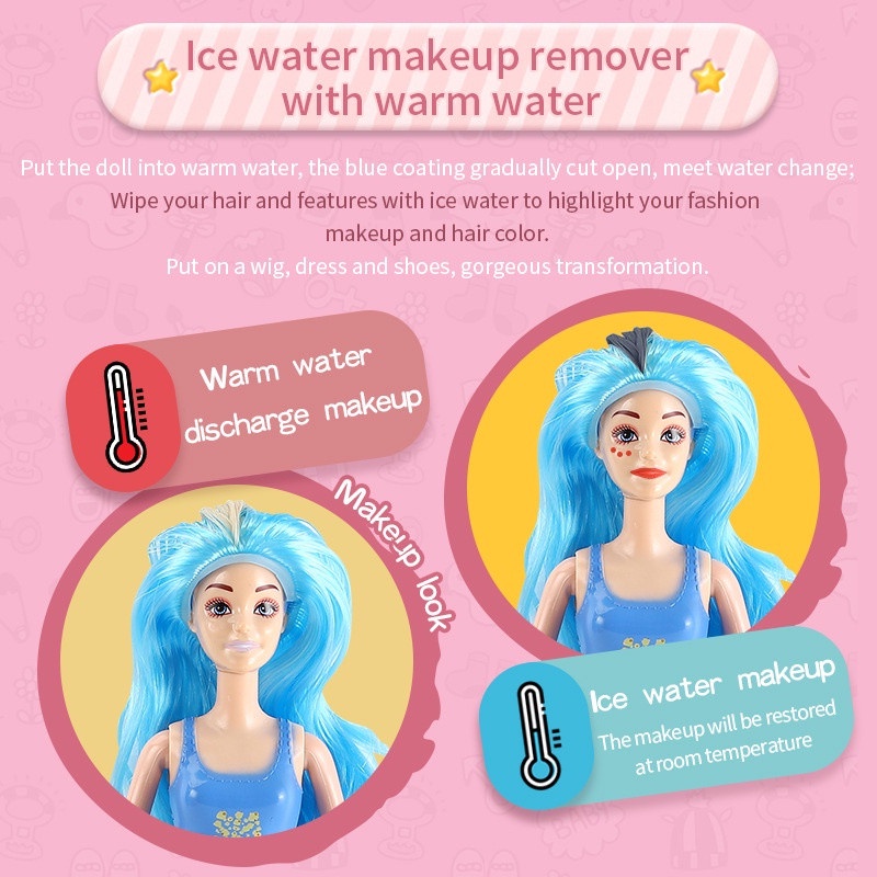Búp Bê Barbie Đồ Chơi Thay Đổi Màu Sắc Theo Nhiệt Độ Nước Độc Đáo