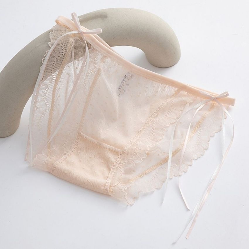 Quần lót ren sexy Cao Cấp, Quần chip nữ đính nơ xuyên thấu siêu gợi cảm L547