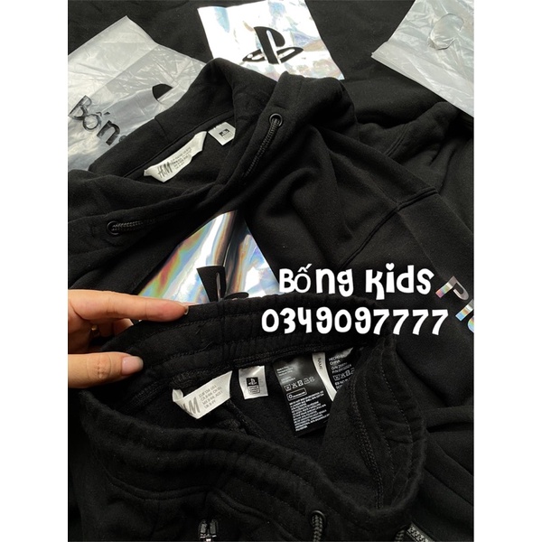 Bộ Nỉ Hoodie Bé Trai PlaySt@tion Đen HaM(bán lẻ áo lẻ quần)