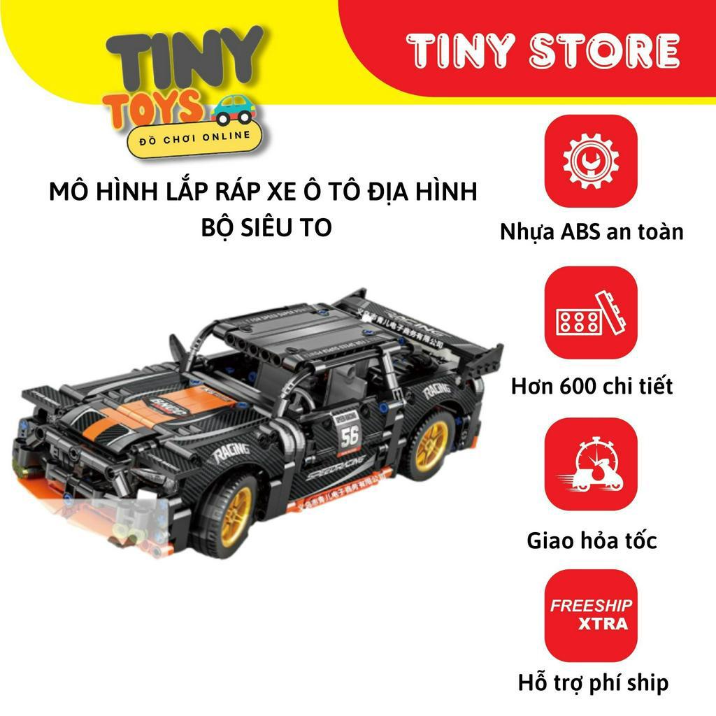 Đồ chơi lắp ráp xe đua ,xe địa hình TinyToys siêu to, siêu đẹp có đà chạy, nhựa ABS cao cấp hơn 600 chi tiết