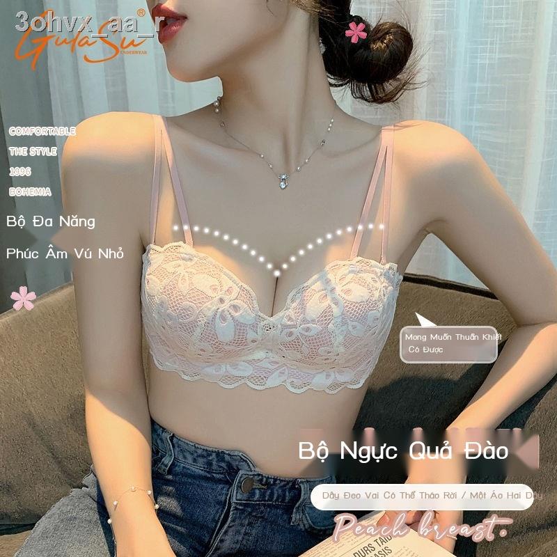 Gulasu ngực nhỏ tập hợp đồ lót áo của phụ nữ không có vòng thép thể điều chỉnh ren sexy vẻ đẹp sau ống