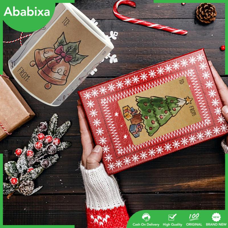 Set 250 Nhãn Dán Giấy Kraft 2x3inch Trang Trí Giáng Sinh DIY