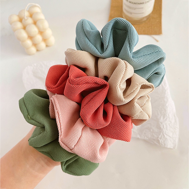 Dây Buộc Tóc Bằng Vải Màu Trơn Phong Cách Hàn Quốc Dành Cho Nữ