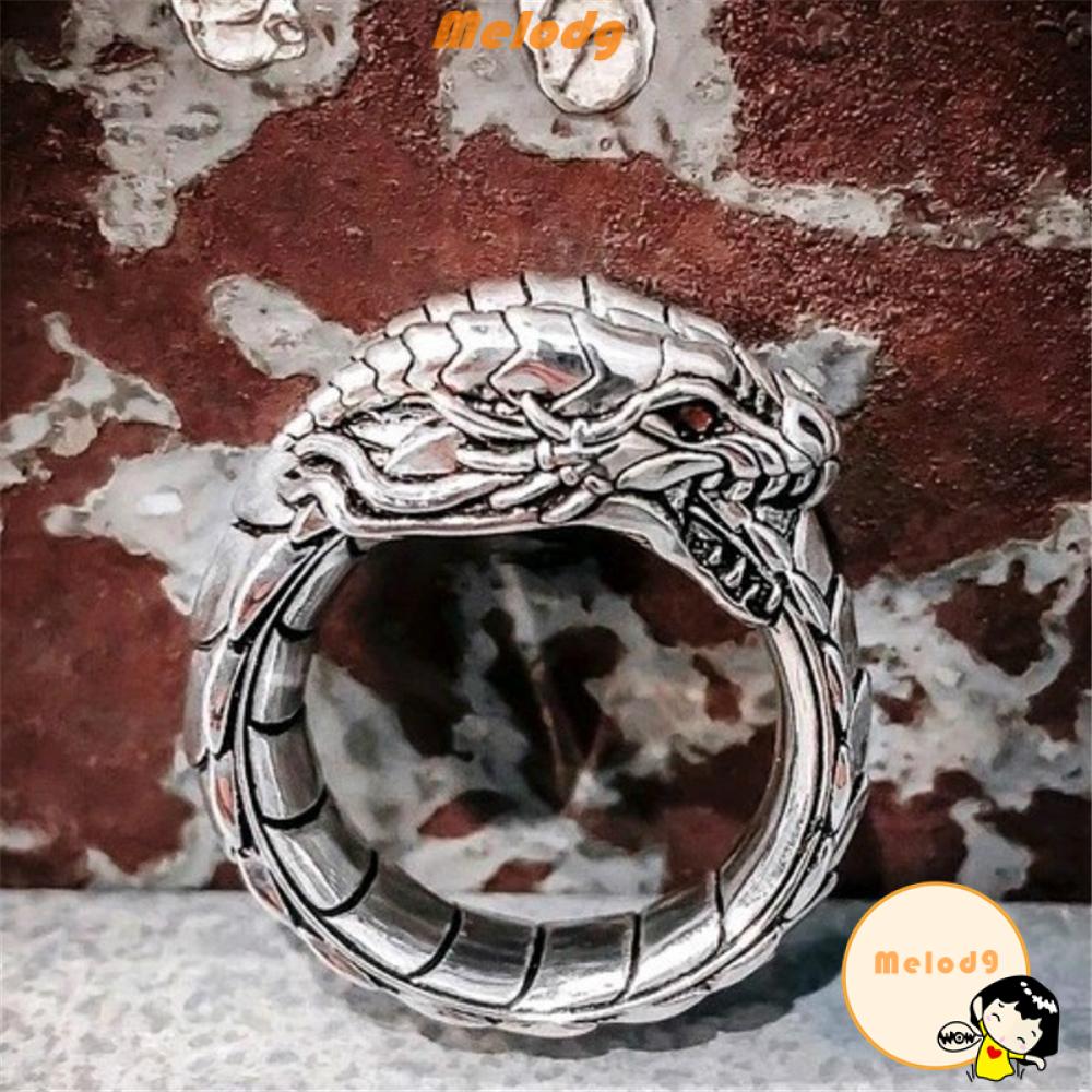 Nhẫn đeo tay bằng kim loại khắc họa tiết rồng cá tính