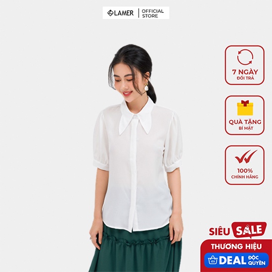 Áo sơ mi tay bồng LAMER L61H21H029 (trắng) (ảnh thật ở cuối)