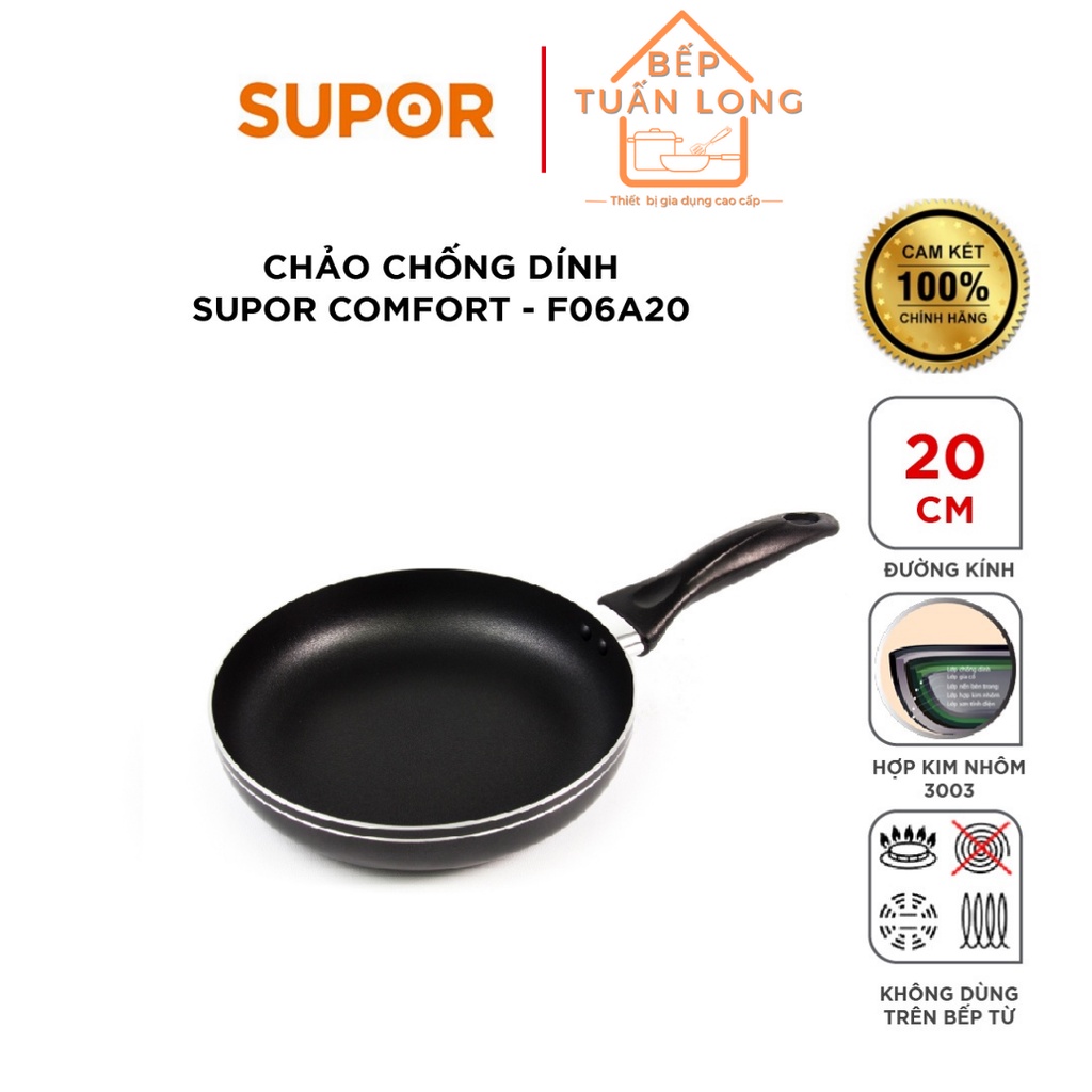 Chảo Chống Dính Supor Comfor F06A26 Size 20,22,24,26,28,30cm – Hàng Chính Hãng