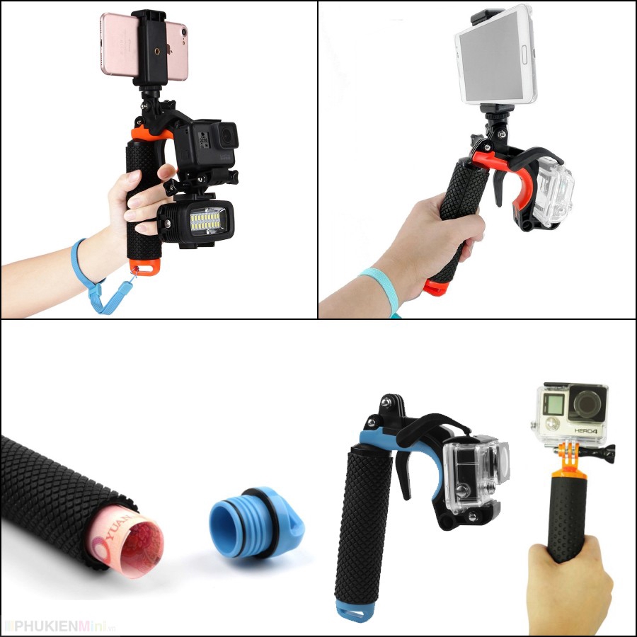 Gậy phao tay cầm đa năng, thiết kế nổi trên mặt nước cho điện thoại và camera hành trình Gopro, SJCAM, GitUp, Eken