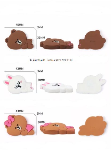 (COMBO 3 CÁI) Nam Châm Hít Trang Trí Tủ Lạnh Silicone LINE FRIENDS Cao Cấp