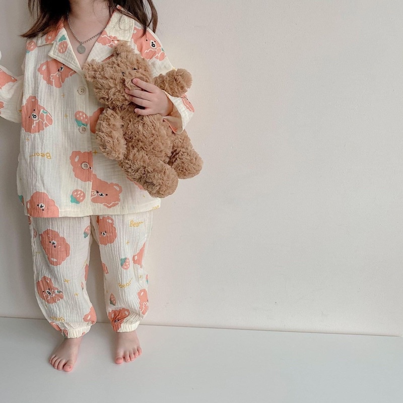 vải xô muslin cao cấp con gấu bear may váy áo siêu xịn,mềm mát