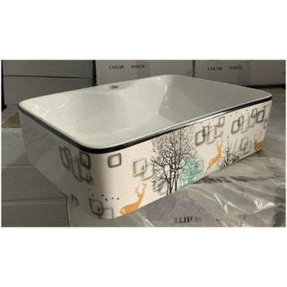 Lavabo sứ đặt bàn vuông hình con hưu