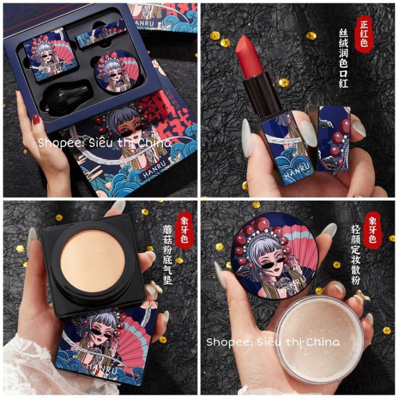 HOT TAOBAO — Set Trang Điểm 4 Món HANRU Cao Cấp Nội Địa Trung Phiên Bản Giới Hạn, Set Make Up HANRU