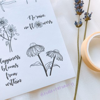 Bullet Journal Sticker - Hoa dại - Đen