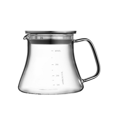 Bình pha cà phê thủy tinh chịu nhiệt Tiamo 400ml nắp inox