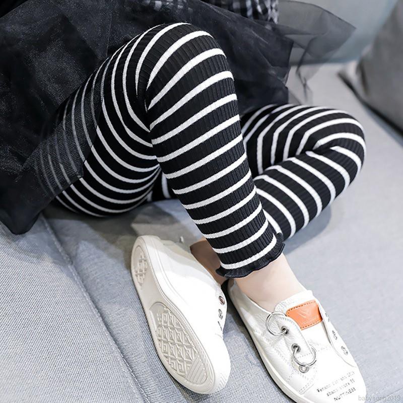 Quần legging họa tiết kẻ sọc thời trang thoải mái cho bé gái