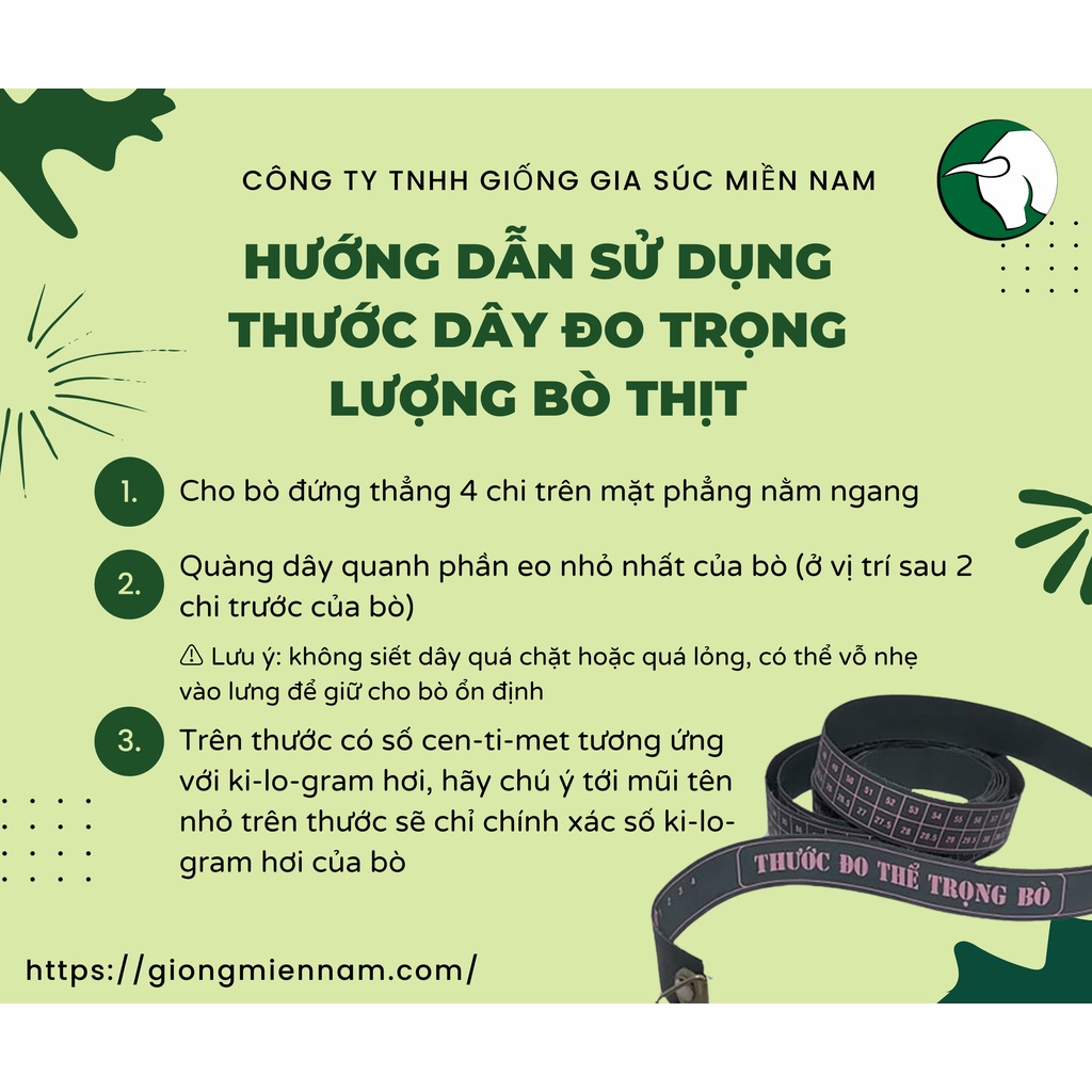Thước dây đo trọng lượng, khối lượng, thể trọng trâu bò - CHÍNH HÃNG