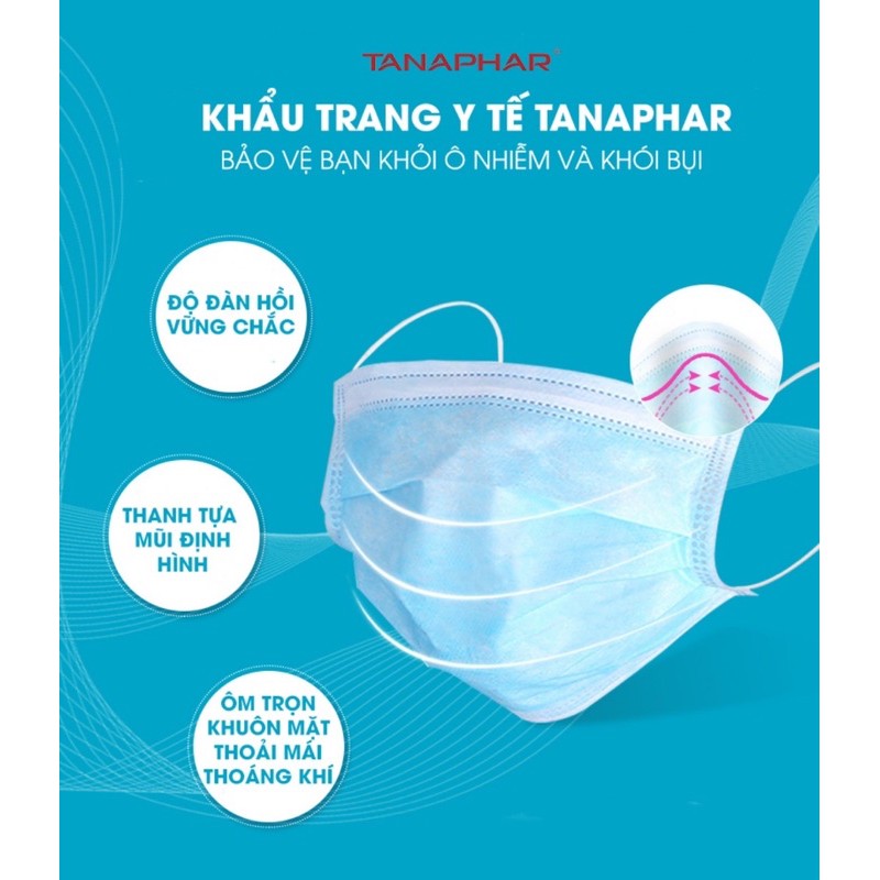 Khẩu trang 4 lớp Tanaphar màu xanh