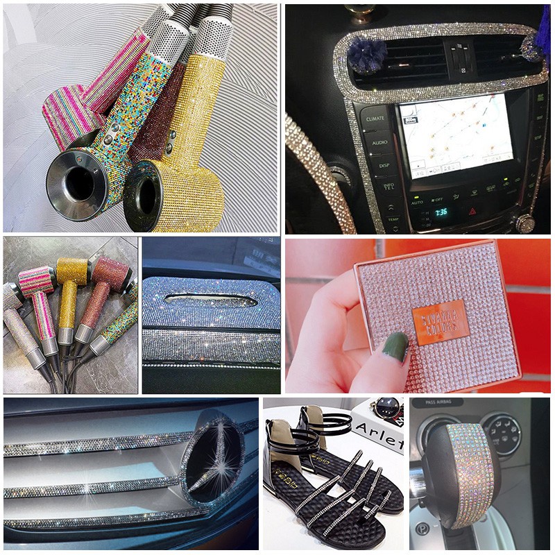 Cuộn Dây Ruy Băng Đính Đá 1 yard 6 / 8 / 12 Hàng Dùng Trang Trí Giày