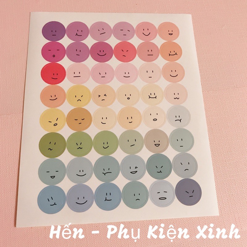 48 Hình tròn dán trang trí đồ vật nhiều màu tuỳ chọn