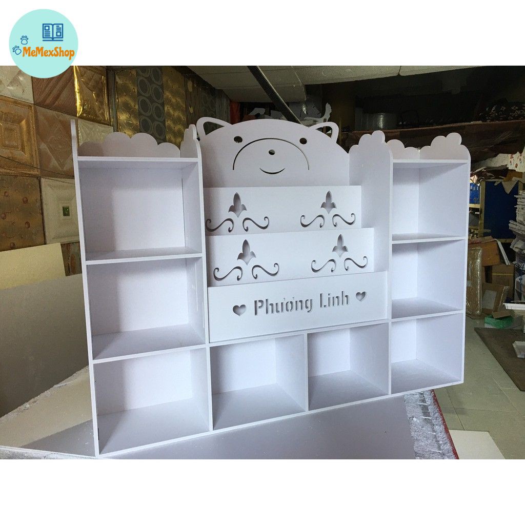 Kệ Sách Gấu Tủ Chứa Đồ Cho Bé PVC Gỗ Nhựa Full Bộ Kèm Vít