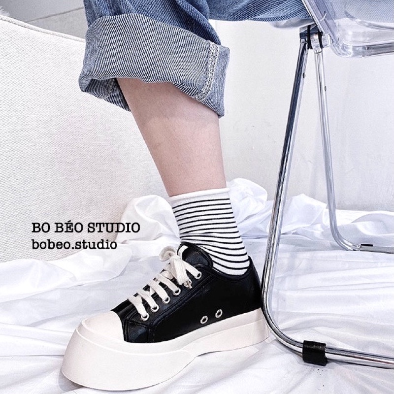 (SẴN SIZE 37 ) Giày sneaker da đế bự cao 4cm - Casual sneaker