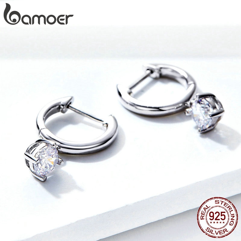 Khuyên Tai Bamoer bằng Bạc 925 Đính Đá CZ