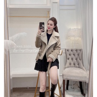 Áo da lộn lót lông cừu