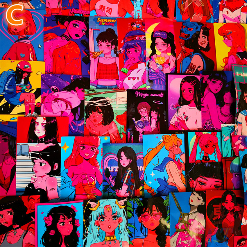 Bộ Sticker Dán Tường Chống Nước Diy Hình Cô Gái Tokyo Girl (A-20; B-30; C-36 cái)