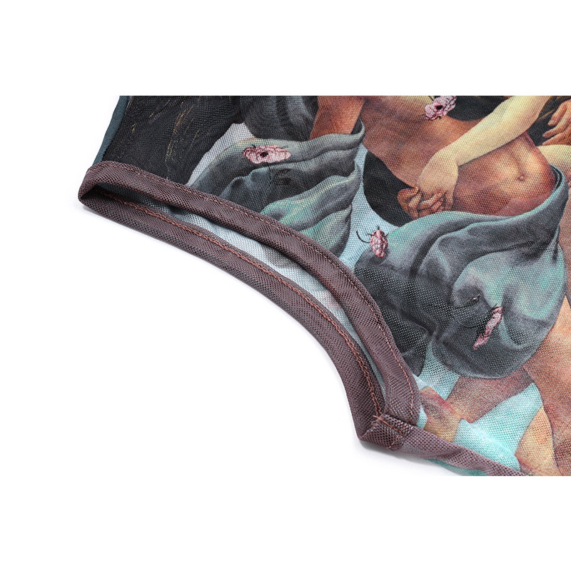 Áo Tank Top Cổ Tròn In Họa Tiết Nghệ Thuật Phong Cách Đường Phố Cho Nữ