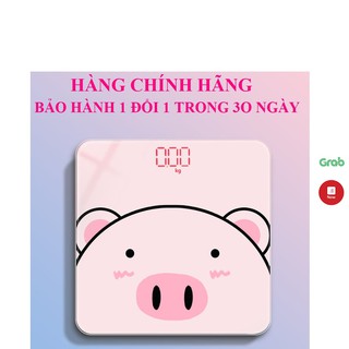 Cân heo điện tử hồng, cân sức khoẻ, cân kính cường lực sạc usb pin tặng kèm thước dây chính hãng